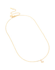 Waterproof Gold Plated Stainless Steel Cubic Zirconia Mini Pavé Letter L Necklace