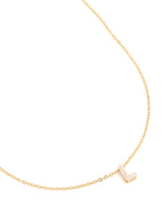 Waterproof Gold Plated Stainless Steel Cubic Zirconia Mini Pavé Letter L Necklace