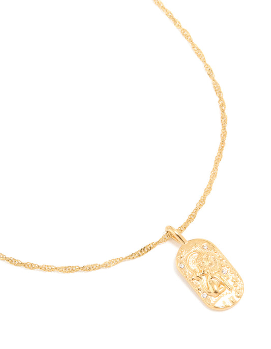 Waterproof Gold Plated Stainless Steel Leo Tab Necklace