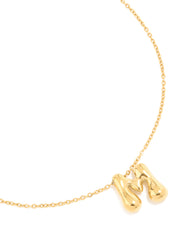 Waterproof Gold Plated Stainless Steel Large Bubble Letter M Necklace