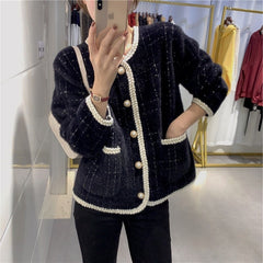 Classic Style Knitted Sweater Striped Loose All-match Women's Coat