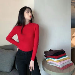 Autumn And Winter New Half Turtleneck Slim Fit Long Sleeve Inner Wear Knitwear For Women