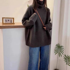 Women's Turtleneck Sweater Loose Thick Curling Pile Collar Idle Style