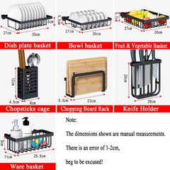 Over The Sink Dish Drying Rack with Fruit Basket Kitchen Counter & Drainer Dishrack - Matte Black