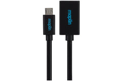 Maplin Micro USB Male to USB-A 2.0 Female Adapter Cable - Black, 0.15m