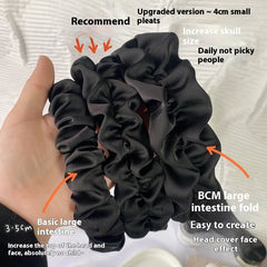 Black Large Intestine High-grade Satin Pleated Headband