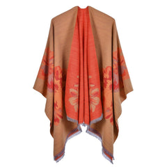 European And American Fashion Jacquard Split Thickened Warm Split Shawl