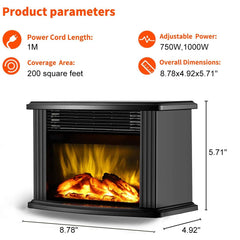 European Style Electric Fireplace Heater LED Flame Effect Stove With Remote Control
