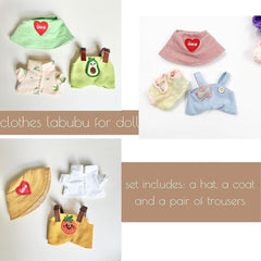 Clothes for Doll,Cute Outfit Set with Hat & Accessories for 17cm Dolls,Soft Cotton Clothing (No Doll) (Green)