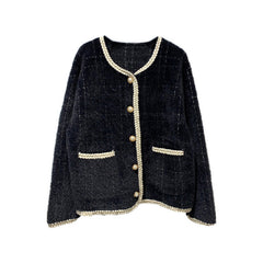 Classic Style Knitted Sweater Striped Loose All-match Women's Coat