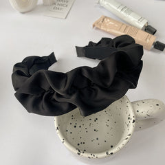 Black Large Intestine High-grade Satin Pleated Headband