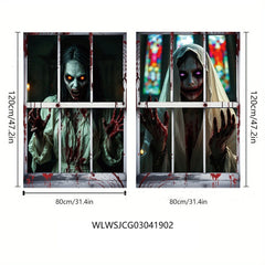 3D Holiday Window Cover Witch Halloween Window Cover