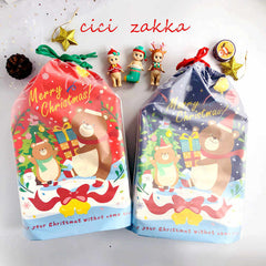 Japanese Style Christmas Drawstring Bear Bag