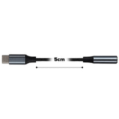 Maplin USB-C to 3.5mm Female Jack Headphone Aluminium Braided Adapter Cable - Black, 5cm