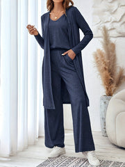 Sling Top Long Cardigan Trousers Three Suit
