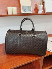 Luxury Black Checkered Duffel Bag – Travel & Gym Weekender with Shoulder Strap