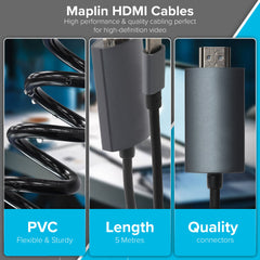 Maplin USB-C to HDMI Cable (Supports 4K Ultra HD @ 60Hz) - Black, 5m