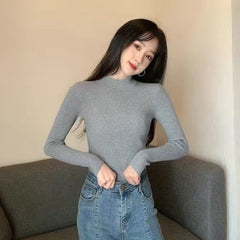 Autumn And Winter New Half Turtleneck Slim Fit Long Sleeve Inner Wear Knitwear For Women