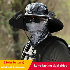 Outdoor Wide Brim Sun Hat With Solar Fan Wide Brim Solar Fan Outdoor Fishing Hat Solar USB Charging Solar Powered Hat Adjustable