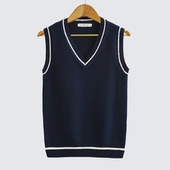 Thick V-neck Pullover Woolen Student Sleeveless School Uniform Sweater Vest