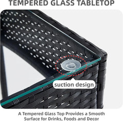 mcc direct 4Pcs Rattan Garden Furniture Set, Patio Rattan furniture sofa 2 Armchairs, 1 Loveseat Sofa and 1 coffee table Sofia