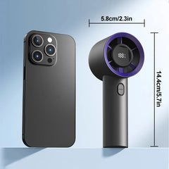 Portable Handheld Fan Compact 5-Speed USB Rechargeable Fan Outdoor Personal Travel Fan with Digital Display Mini Desk Home Fan