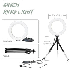 6 inch LED Photography Video Light Panel RGB Filters Lighting Photo Studio Lamp Kit For Shoot Live Streaming Ring Light Tripod