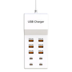 USB Charger Station,10-Port 50W Multiple USB Charging Station Multi Ports USB Charger Charging for Tablet Laptop Computer