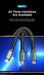 3 In 1 100w Transparent Fast Charging Cable Type C Usb Micro For Iphone Samsung Huawei Xiaomi Pilot Lamp Charger Usb C 6A