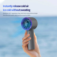 Portable Handheld Fan Compact 5-Speed USB Rechargeable Fan Outdoor Personal Travel Fan with Digital Display Mini Desk Home Fan