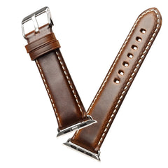 Denior Oil Wax Retro Watch Leather Watch Band for Apple Watch Series 7 45mm / 6 & SE & 5 & 4 44mm / 3 & 2 & 1 42mm