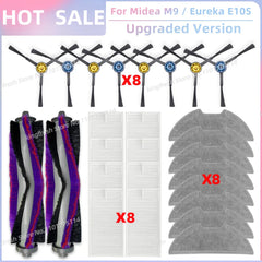 Fit For ( Midea M9, Eureka E10S, Eureka E20 Plus, Midea VCR S10 Plus, PObode A8 ) Parts Main Roller Side Brush Filter Mop Cloth