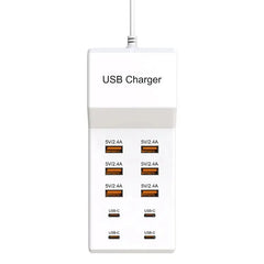 USB Charger Station,10-Port 50W Multiple USB Charging Station Multi Ports USB Charger Charging for Tablet Laptop Computer