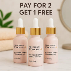 Ammuri High Strength Retinol Serum 4% Plus – Anti-Ageing Formula for Wrinkles, Fine Lines, Dark Spots & Firming – Face Serum with Vitamin Support – 3 Pack (30ml Each)