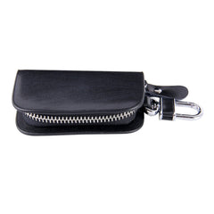 Universal Leather Wood Grain Texture Waist Hanging Zipper Wallets Key Holder Bag (No Include Key)