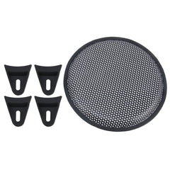 12 inch Car Auto Metal Mesh Black Round Hole Subwoofer Loudspeaker Protective Cover Mask Kit with Fixed Holder, 12 Inch