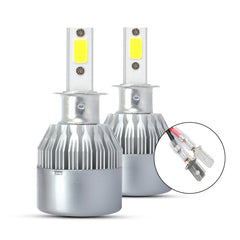 2 PCS H3 18W 1800 LM 6000K IP68 Canbus Constant Current Car LED Headlight with 2 COB Lamps, DC 9-36V