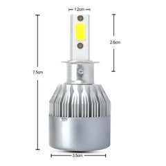 2 PCS H3 18W 1800 LM 6000K IP68 Canbus Constant Current Car LED Headlight with 2 COB Lamps, DC 9-36V