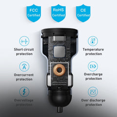 MOMAX UC16E 67W USB-C / Type-C + USB Dual Ports Car Charger, 67W