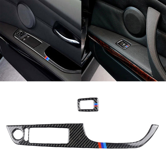 2 in 1 Three Color Carbon Fiber Car Right Driving Lifting Panel Decorative Sticker for BMW E92 2005-2012, For BMW (Right Driving)