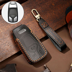 Hallmo Car Cowhide Leather Key Protective Cover Key Case for Audi A6L / A8L / A4 / A7 / A5 A Style