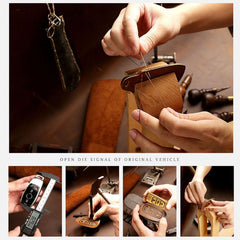 Hallmo Car Cowhide Leather Key Protective Cover Key Case for Audi A6L / A8L / A4 / A7 / A5 A Style