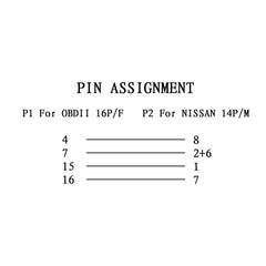 14Pin to 16Pin Car OBD2 Conversion Cable OBDII Diagnostic Adapter Cable for Nissan