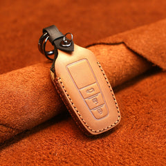 For Toyota Car Cowhide Leather Key Protective Cover Key Case, Three Keys Version