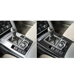 Car Carbon Fiber Gear Shift Position + Side Panel Decorative Sticker for Audi A6 2005-2011, Left Drive, High Configuration