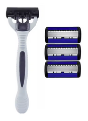 6-Layer Stainless Steel Razor with 3 Refill Blades – Smooth, close & irritation-free shave. Reusable & eco-friendly design for daily grooming.