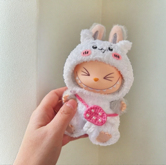 Labubu Chiikawa Costume Set - White Character Costume with Pink Purse (17cm)