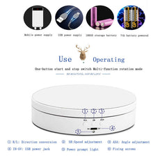 13.8cm USB Charging Smart 360 Degree Rotating Turntable Display Stand Video Shooting Props Turntable for Photography, Load 3kg