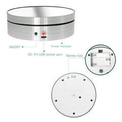 12cm 360 Degree Rotating Turntable Mirror Electric Display Stand Video Shooting Props Turntable, Load: 3kg