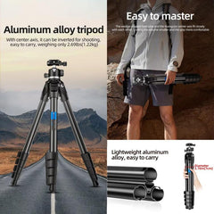 BEXIN TA255-BS30 Portable Collapsible Aluminum Alloy Camera Tripod with Head, TA255-BS30